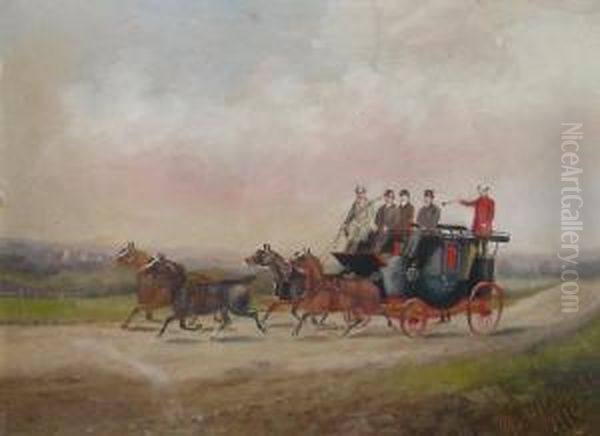 'the Hampton Court Coach' & 'the Cricklewood Coach' Oil Painting by Philip H. Rideout