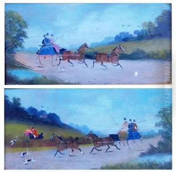 Pair Of Coaching Scenes Oil Painting by Philip H. Rideout