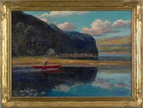 The River Charles River At Auburndale,mass. Oil Painting by Henry Orne Rider