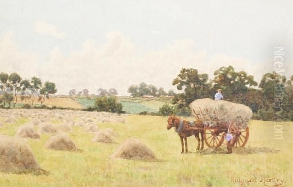 Harvest Scene Oil Painting by Hartley Ridgard