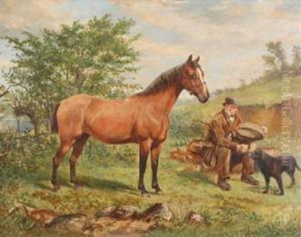 Hunter, 
Owner And Dog Oil Painting by Matthew White Ridley