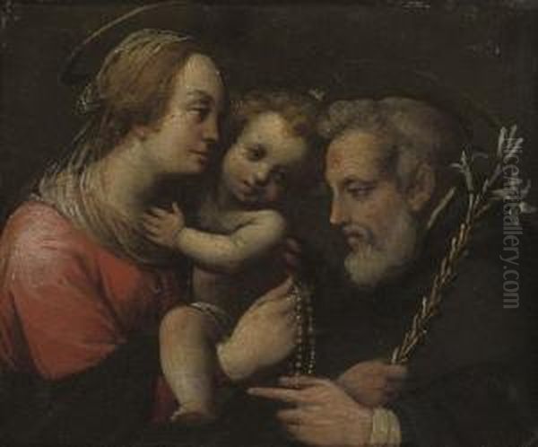 The Madonna And Child With Saint Dominic Oil Painting by Claudio Ridolfi