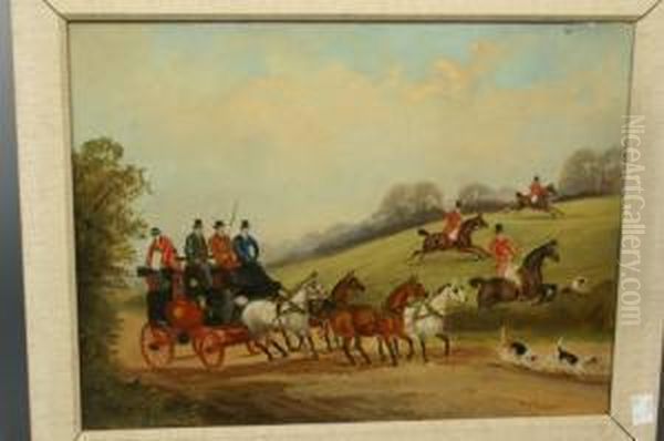 Hunt Passing Coach Oil Painting by P.H. Ridout