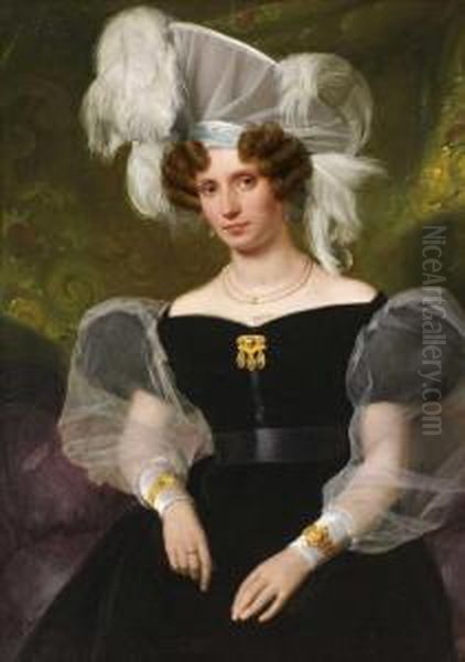 Portrat Frau Von Schenk(?) Oil Painting by August Riedel