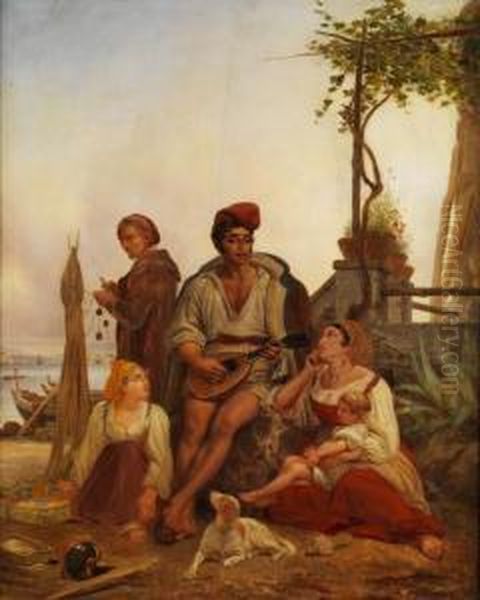 Neapolitanische Fischerfamilie Oil Painting by August Riedel