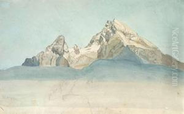 Der Watzmann Oil Painting by August Riedel