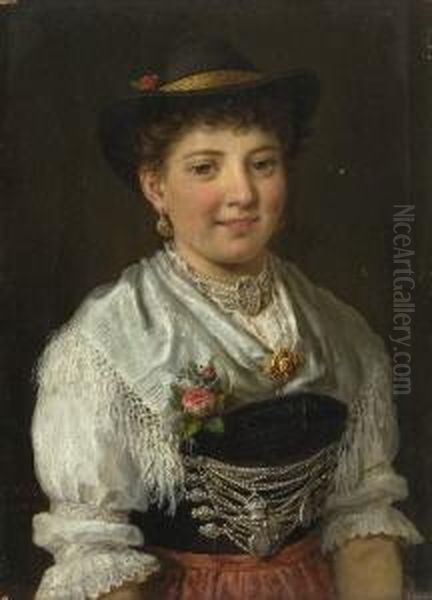 Dirndl. Oil Painting by Carl, Karl Riedel