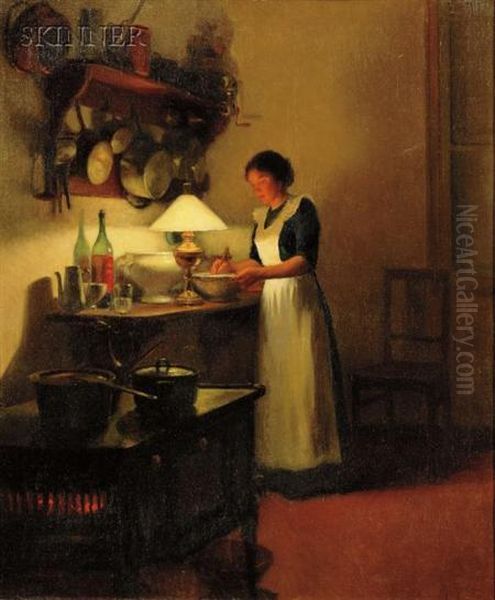 Kitchen Interior Oil Painting by Marcel Rieder