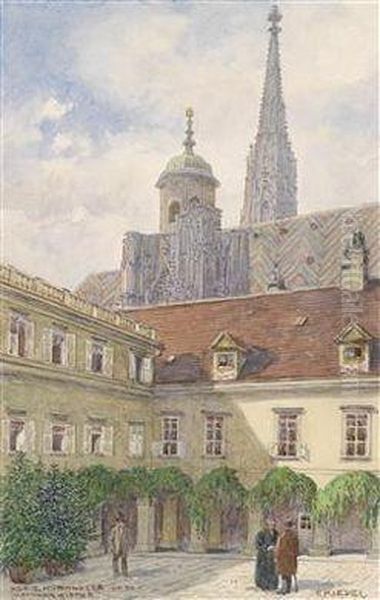 Hof Des Erzbischoflichen Palais Mit Der Stephanskirche Oil Painting by Felix Riedl