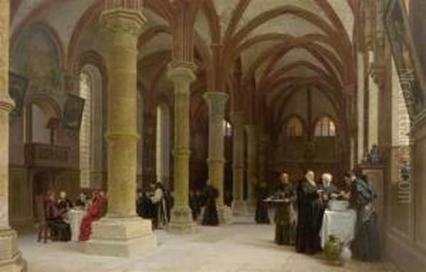 The Summer Refectory At Maulbronn Monastery Oil Painting by Wilhelm Ludwig Fr. Riefstahl