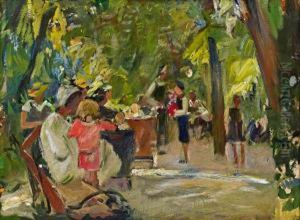 Im Park Oil Painting by August Rieger