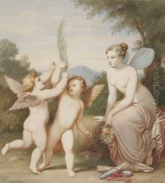 Eros Und Anteros Oil Painting by Johannes Riepenhausen