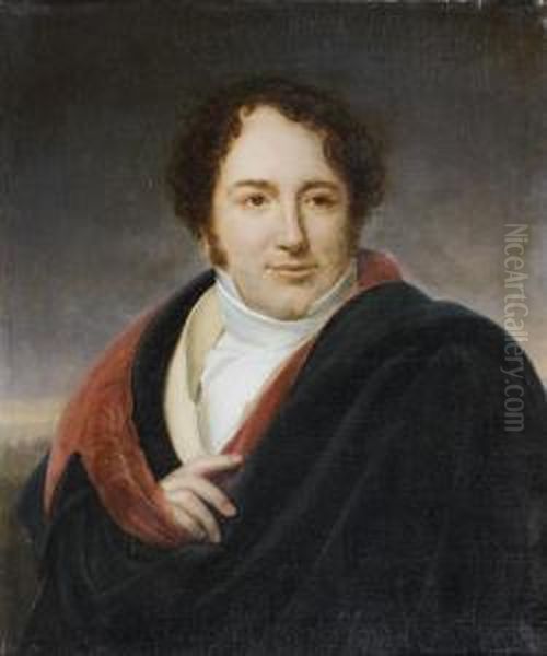 Portrait Du Chanteur Luigi Lablache Oil Painting by Henri-Francois Riesener