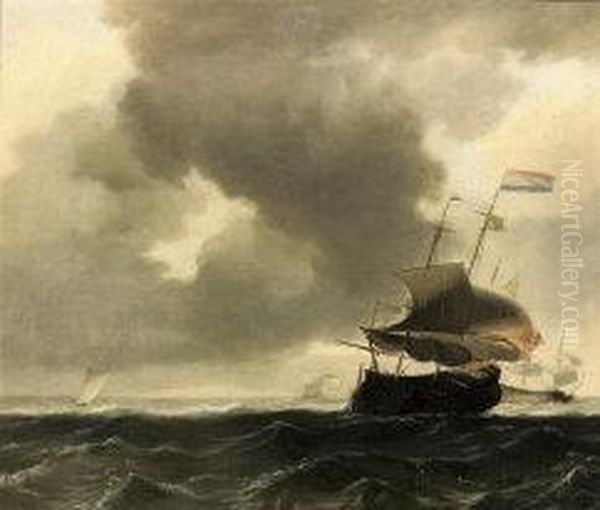 1710 Circa Oil Painting by Hendrik Rietschoof