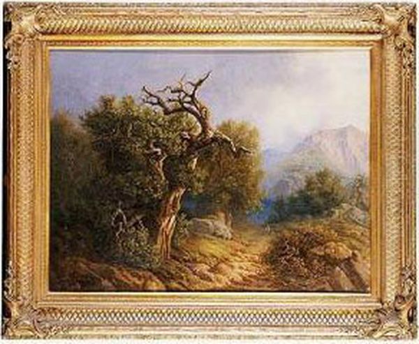 Paisaje Conmontanas Oil Painting by Luis Rigalt Y Farriols