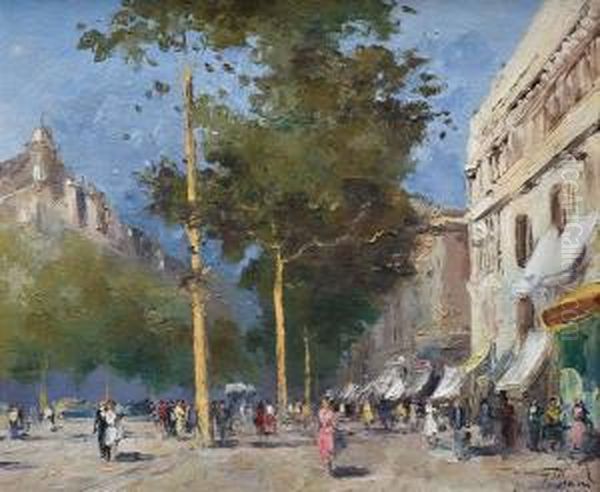 Calle De Paris Oil Painting by Jacques Rigaud