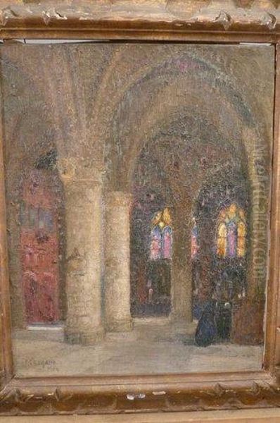 Interieur D'eglise Oil Painting by Pierre Gaston Rigaud