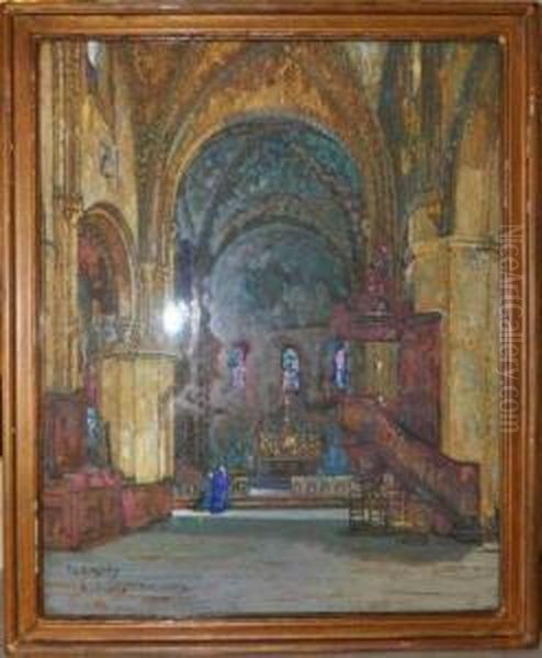 Le Choeur De L'eglise Sainte Croix A Bordeaux, Oil Painting by Pierre Gaston Rigaud