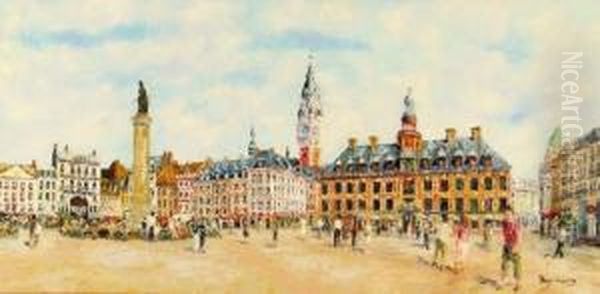 Lille - Grand Place Oil Painting by H. Rigaux