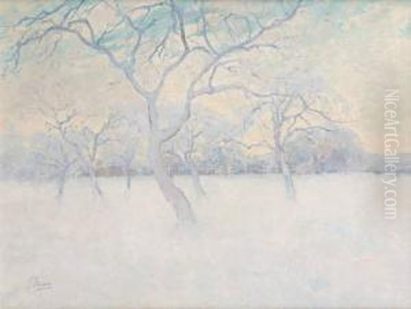 Verger Sous La Neige Oil Painting by Louis Rigaux