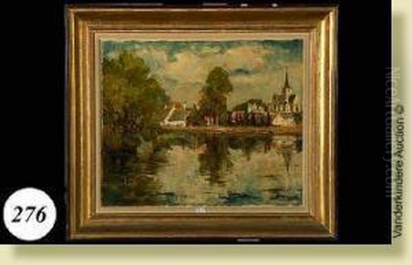 Paysage A L'etang Oil Painting by Louis Rigaux