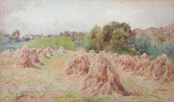 Cornfield At Spy Hill Oil Painting by Cuthbert Rigby