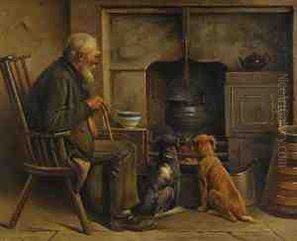 Watching The Pot Boil Oil Painting by Ernest Higgins Rigg