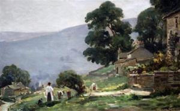 A Dales Farm Oil Painting by Ernest Higgins Rigg