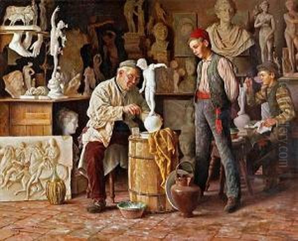 In The Sculptor's Studio Oil Painting by Vittorio Rignano