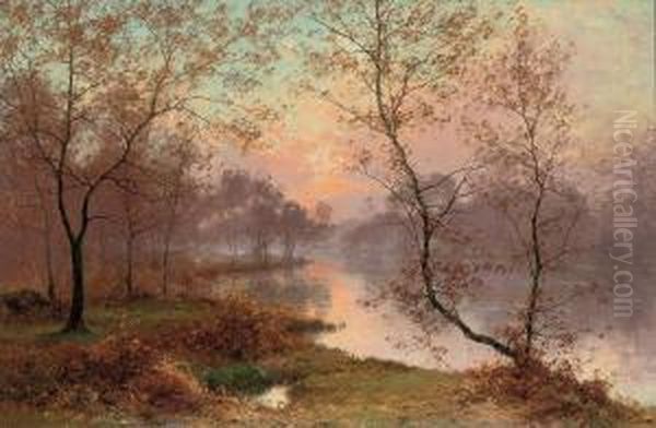 Sunset Over The Water Oil Painting by Albert Gabriel Rigolot