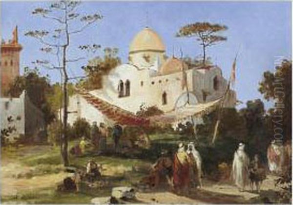 Repos Pres De La Mosquee Oil Painting by Auguste Rigon