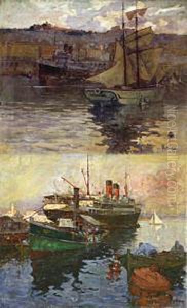 Navires Dans Le Port D'alger Oil Painting by Alexandre Rigotard