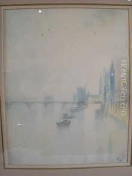 Thethames At Westminster Oil Painting by Nicholas Riley