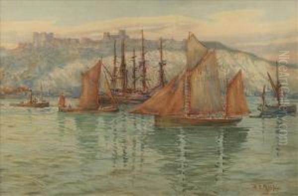 Shippingoff Dover Oil Painting by William Edward Riley