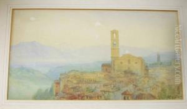 Italian Townscape, Watercolour Drawing Oil Painting by Alexander Wallace Rimington