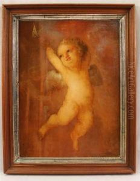 Putti With Butterfly Oil Painting by William Rimmer