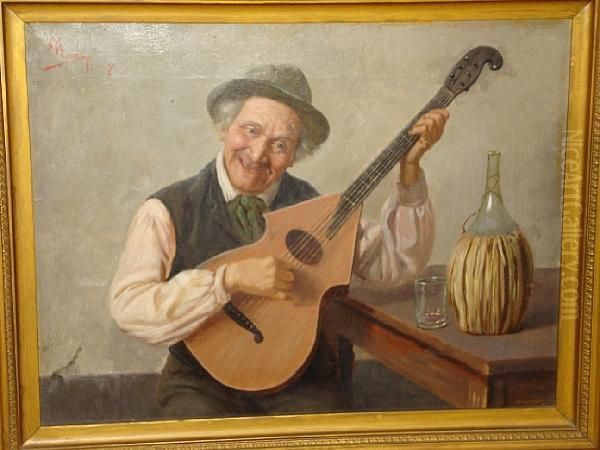 The Mandolinist Oil Painting by Claudio Rinaldi