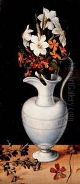 Flowers In A Vase Oil Painting by Ludger Tom Ii Ring