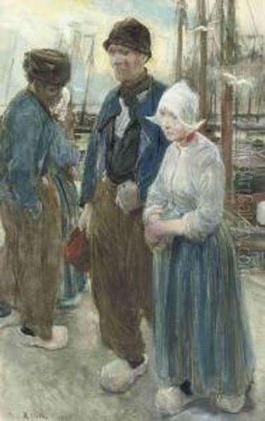 On The Quay, Volendam Oil Painting by Paul, Paulus Philip. Rink