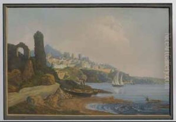 Veduta Di Sciacca Oil Painting by Tommaso Riolo