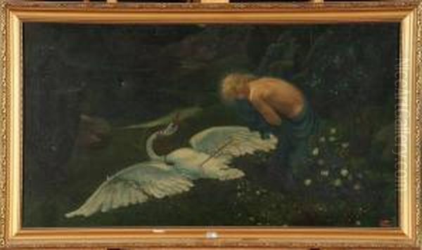 Leda Et Le Cygne Oil Painting by Lucien Rion