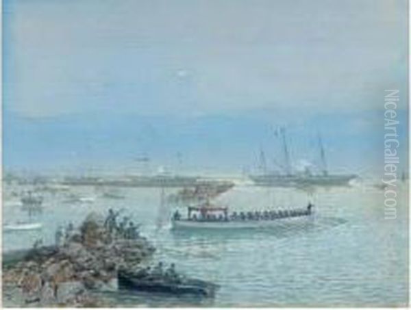 Inauguration Du Canal De Suez, 17 Novembre 1869 Oil Painting by Edouard Riou