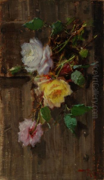 Rose Oil Painting by Virgilio Ripari