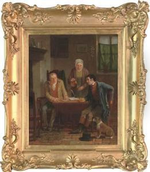 Settling The Account Oil Painting by Edward Villiers Rippingille