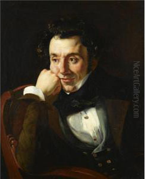 Portrait Of A Man Said To Be Orest Kiprensky Oil Painting by Francois Riss