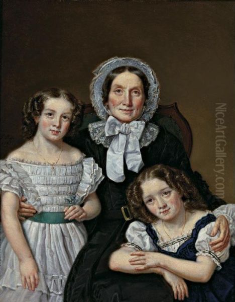 Family Portrait Oil Painting by Francois Riss