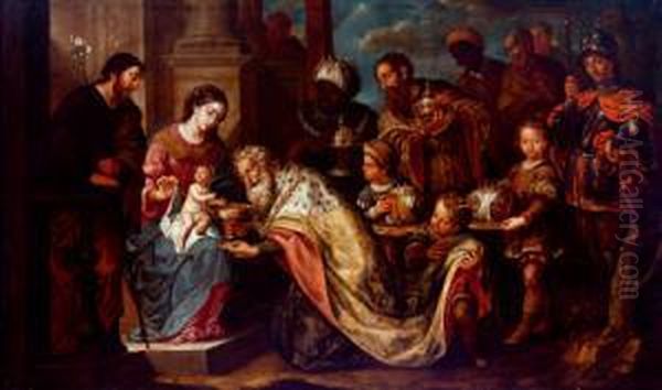 Adoracion De Los Reyes Oil Painting by Jose Risueno