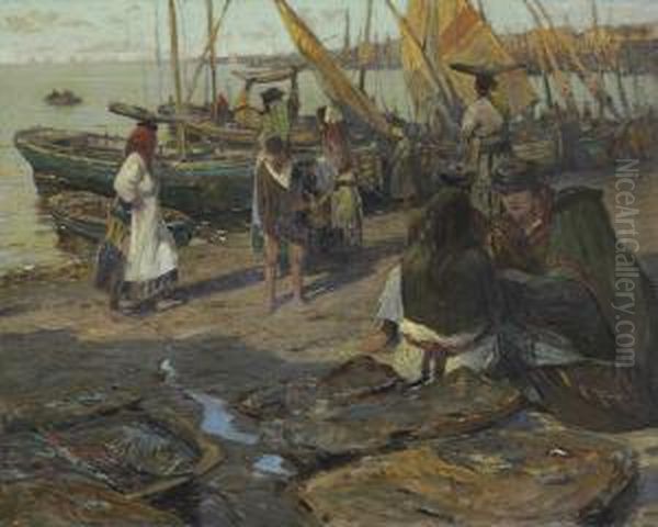 Fish Wives Of Lisbon Oil Painting by William Frederick Ritschel