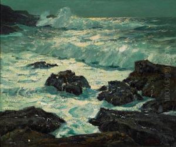 Moonbeams, California Coast Oil Painting by William Frederick Ritschel