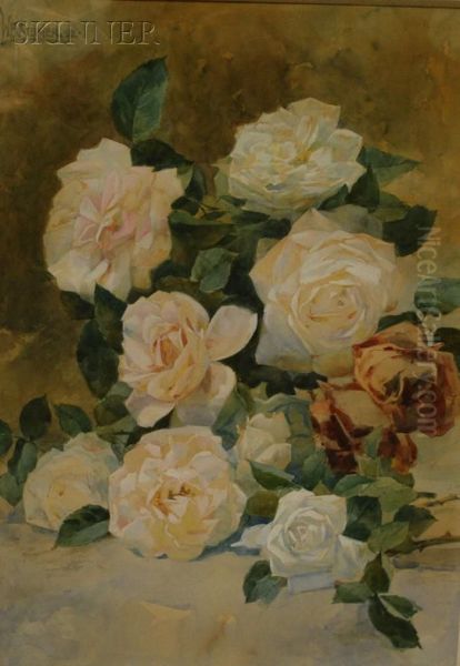 Stilllife With Roses Oil Painting by William Frederick Ritschel